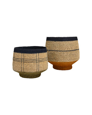 maytime KINTU COLLECTION Aria Basket - Natural w/Crossed Lines