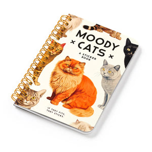 Brass Monkey Moody Cats Sticker Book Sticker book cover with cats and 'Moody Cats'