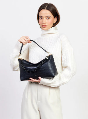 SABEN Claudia Shoulder Bag - Black Croc