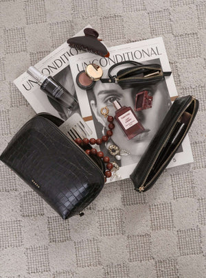 SABEN Tali Pencil Case- Black Croc