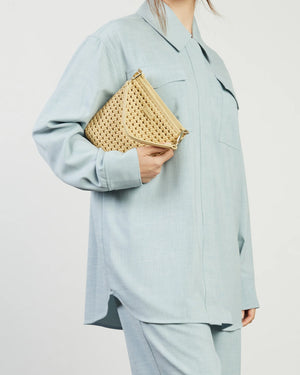 Saben Coco Mini Bag - Raffia Fine Braid Beige woven handbag