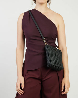 Saben Coco Mini Bag - Black Fine Braid woven handbag