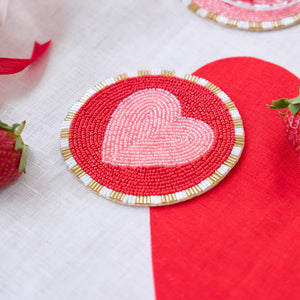 Annabel Trends Hand Beaded Coasters - Heart - 4pc