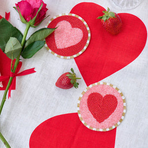 Annabel Trends Hand Beaded Coasters - Heart - 4pc