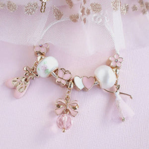 Lauren Hinkley Bella Ballerina Charm Bracelet Decorative keychain with heart and bow charms