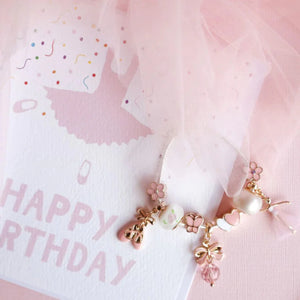 Lauren Hinkley Bella Ballerina Charm Bracelet Decorative keychain with heart and bow charms