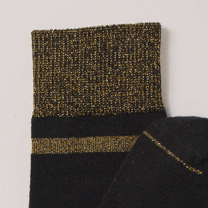The Exceptional Merino Socks - Black with Lurex Stripe