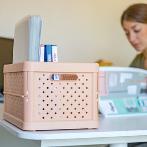 Compact Folding Crate - Peach Pink