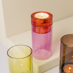 REMEMBER hand-blown Glass lantern Lys - Pink candle holder