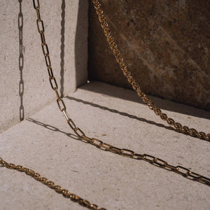 Gold Long Beach Link Chain Necklace