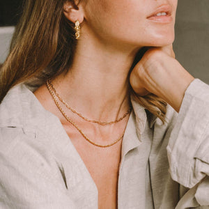 Gold Long Beach Link Chain Necklace