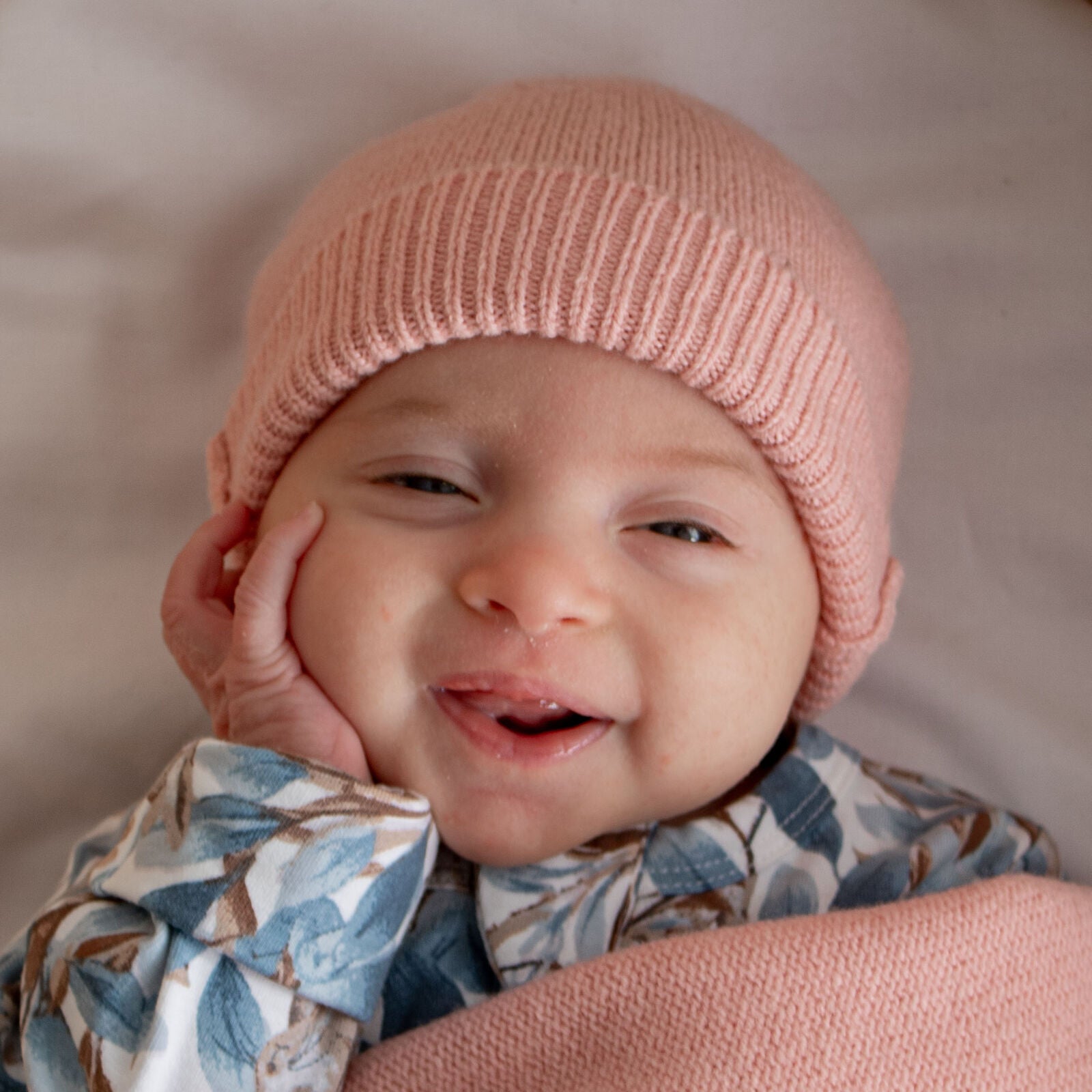 Burrow & Be 100% Wool Baby Hat - Carnation Pink knit beanie