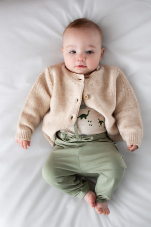 Burrow & Be Baby 100% Wool Cardigan - Ecru