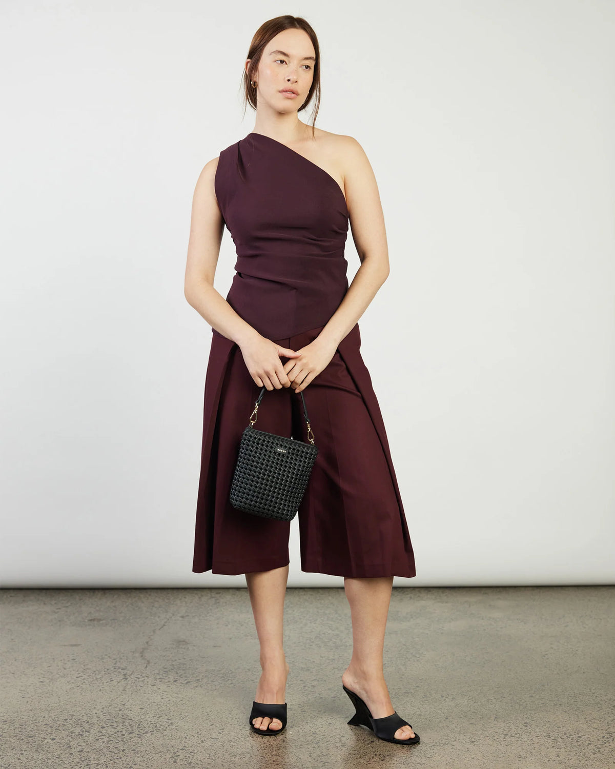 Saben Coco Mini Bag - Black Fine Braid woven handbag