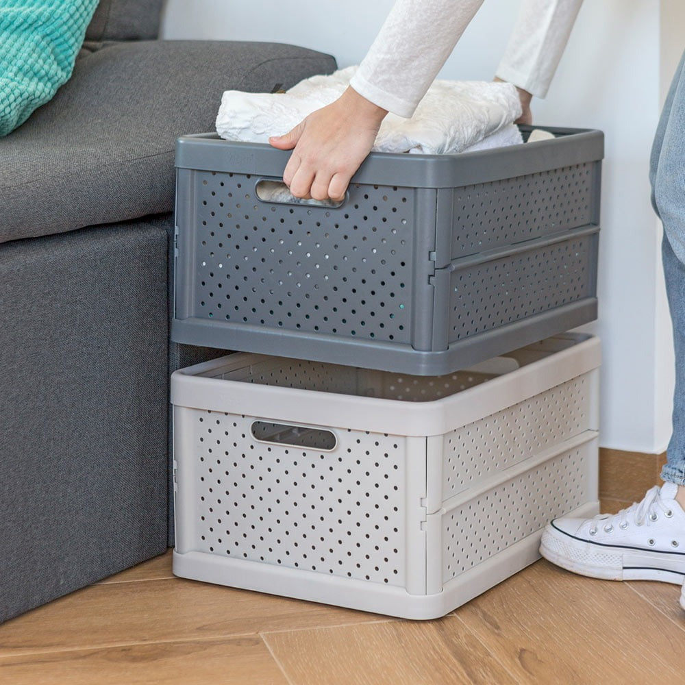 Compact Folding Crate - Sand White