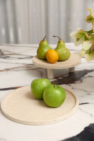 Ned Collections Moon Round Tray Light Travertine