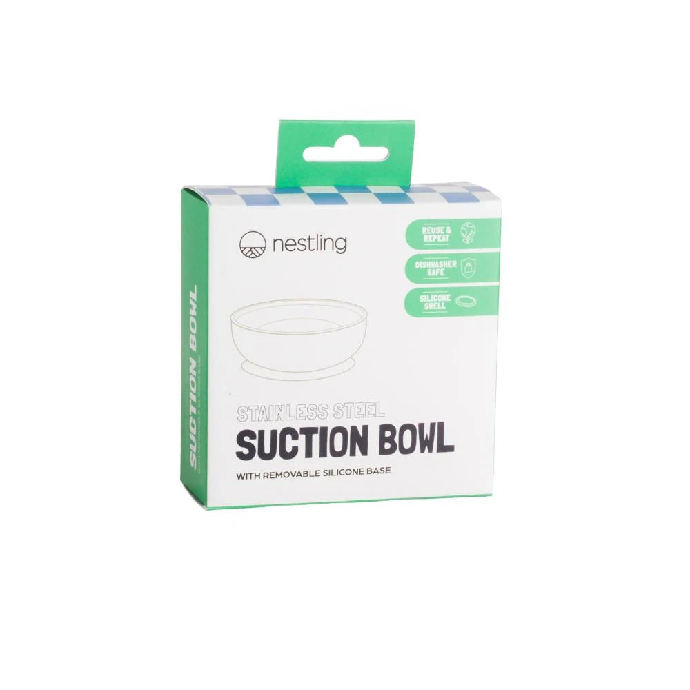 Nestling Stainless Steel Suction Bowl - Dusty Blue