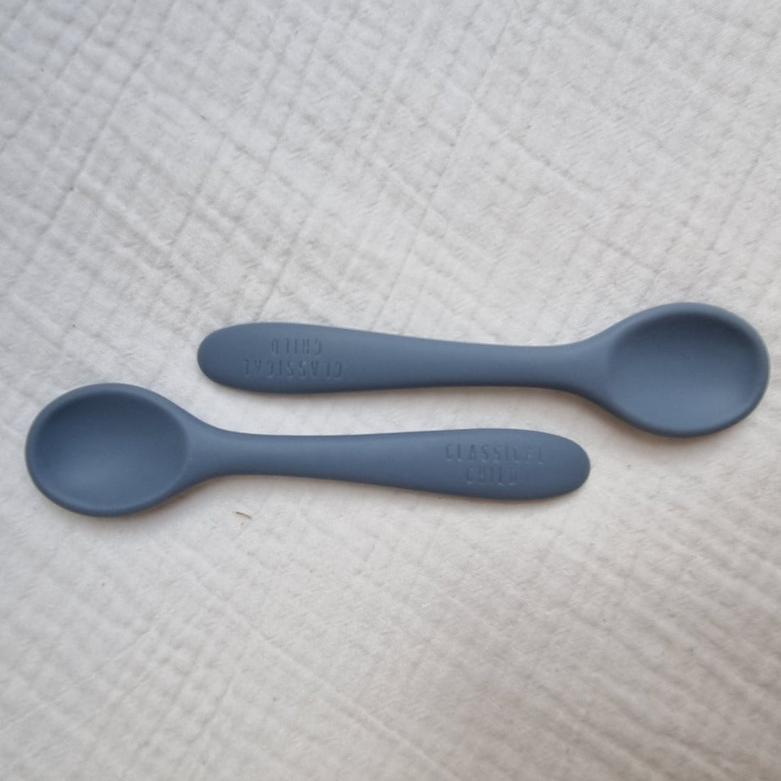 Classical Child Silicone Spoon - Denim 2 Pack