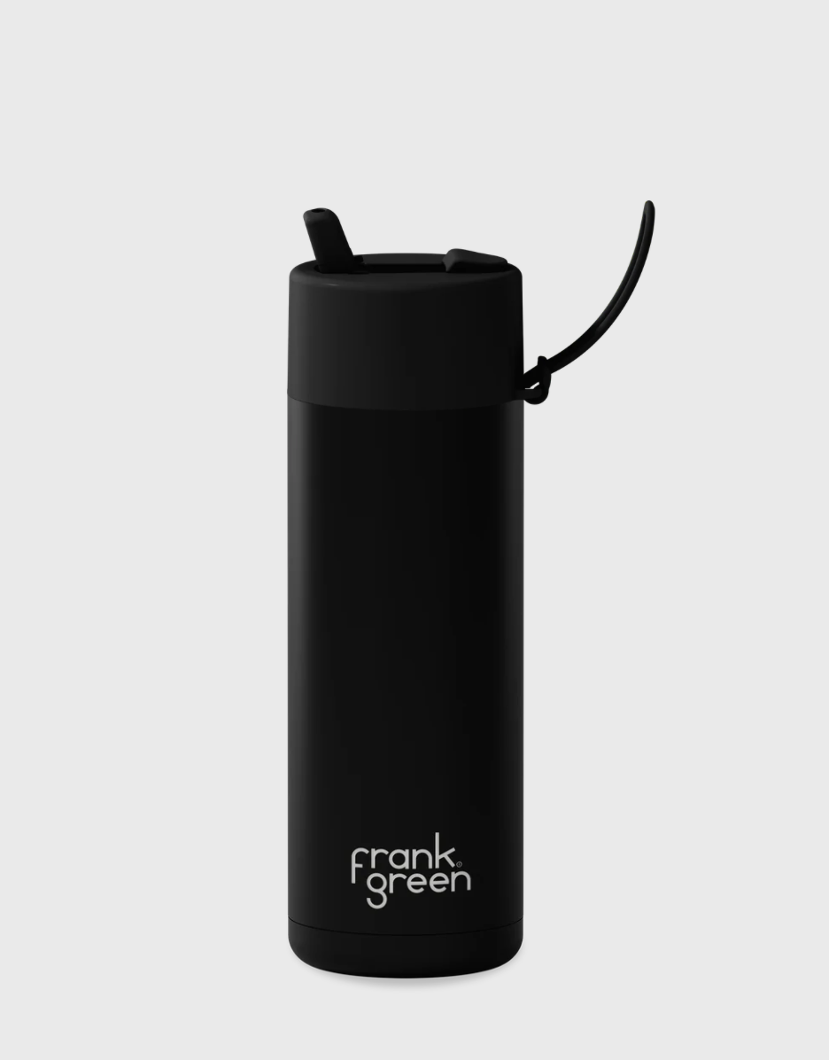 Frank Green 20oz Ceramic Reusable Bottle with Flip Straw Lid - Midnight Black