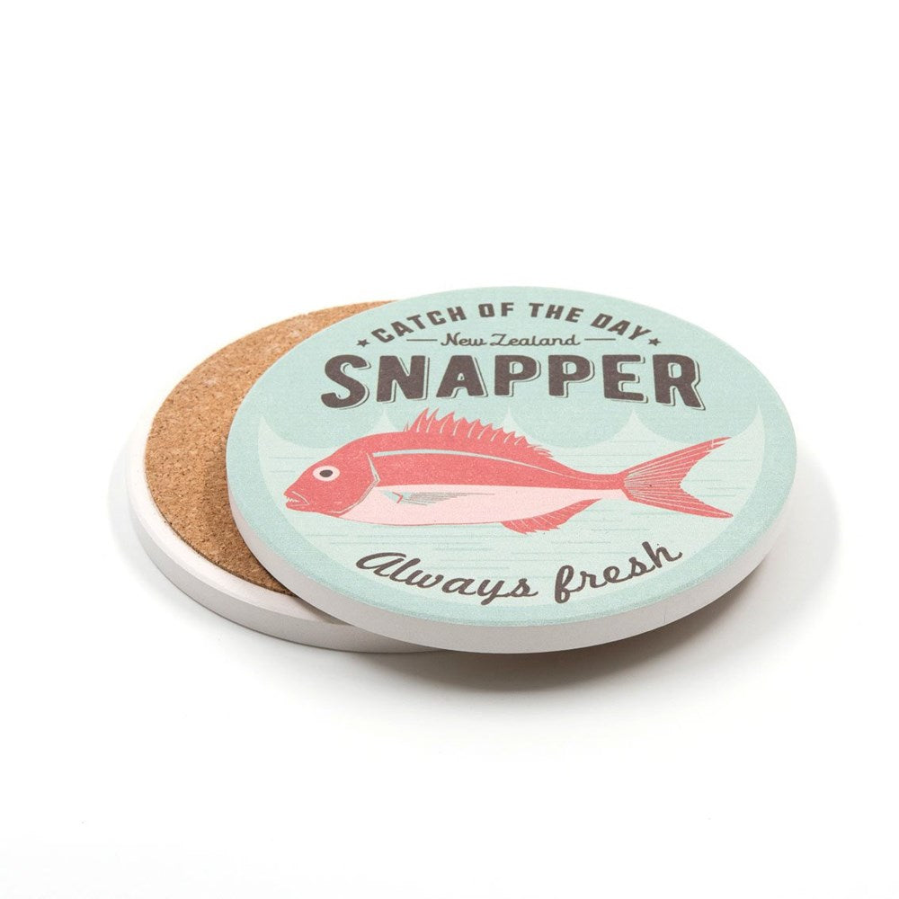 NZ Seafood Snapper Ceramic Coaster + 100%NZ