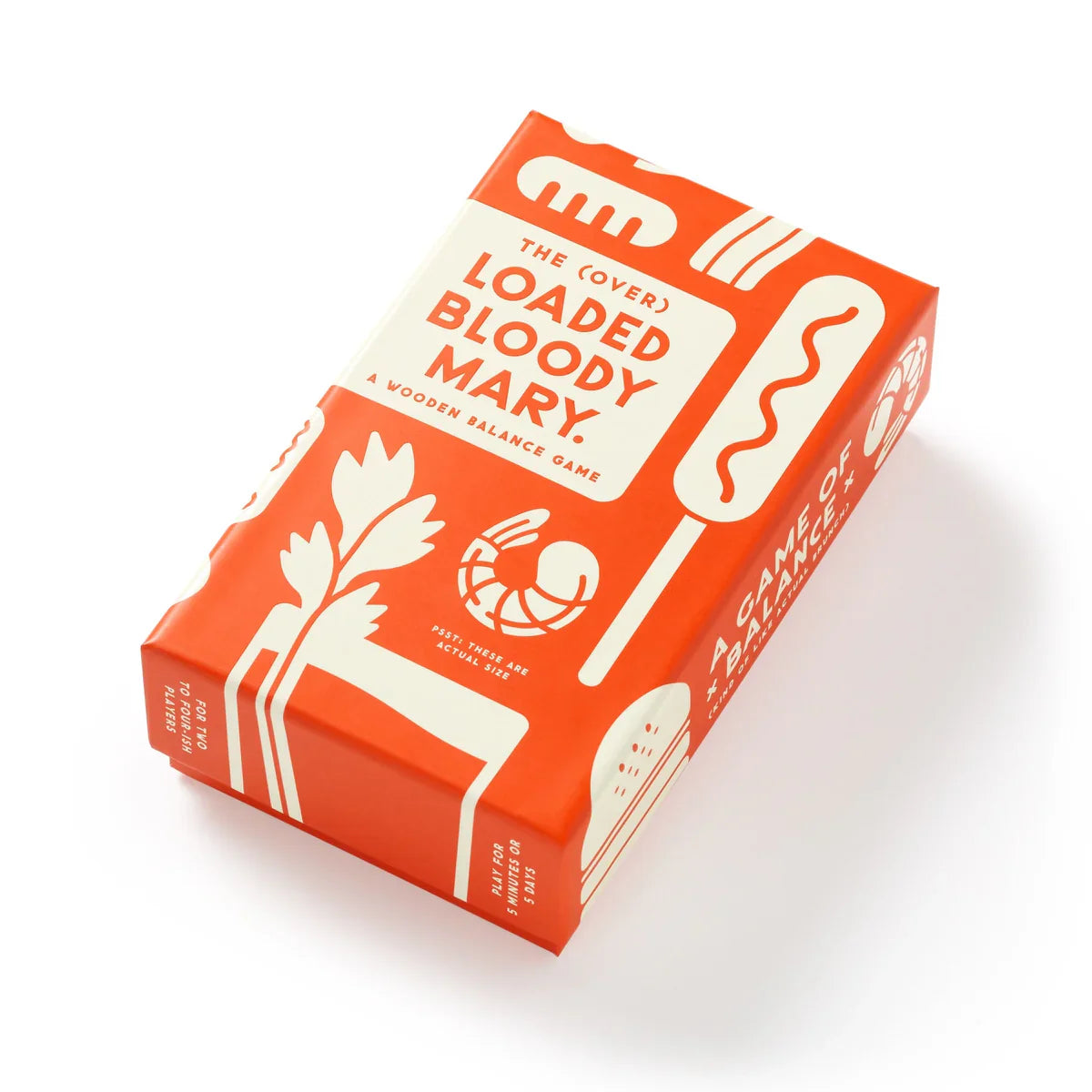 Brass Monkey (Over) Loaded Bloody Mary Balance Game Orange box of 'The Loaded Bloody Mary' wooden toy