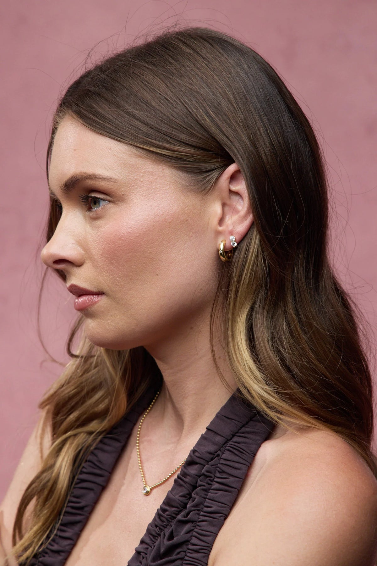 7798 Talia Hoop - Gold hoop earrings with small diamonds