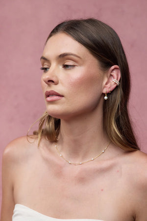ZAFINO Tessa Pearl Hoop Silver hoop earrings with pearl beads 7789
