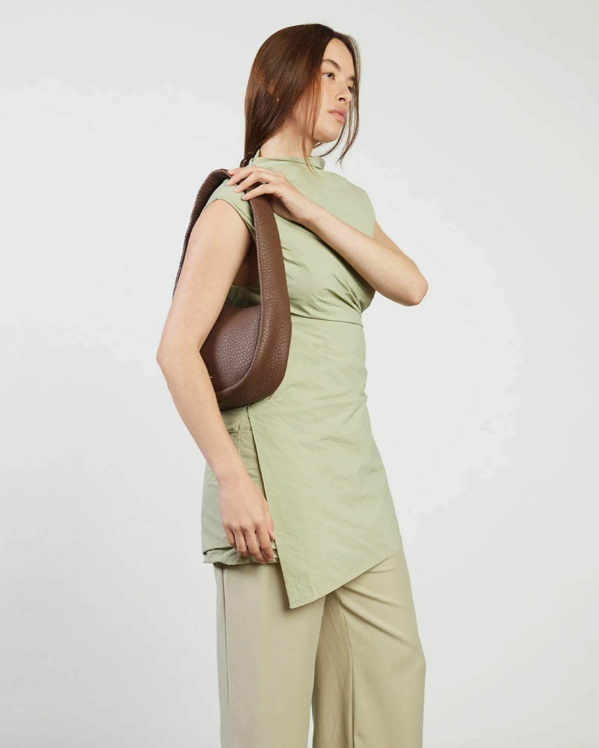 Saben Harper Shoulder Bag - Umber Bubble Brown leather handbag