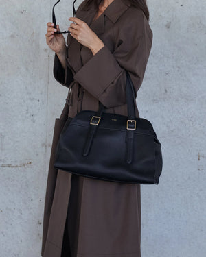 Saben Adler Shoulder Bag - Black Pebble Leather