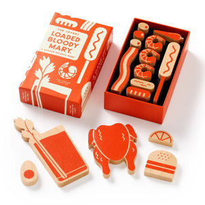 Brass Monkey (Over) Loaded Bloody Mary Balance Game Orange box of 'The Loaded Bloody Mary' wooden