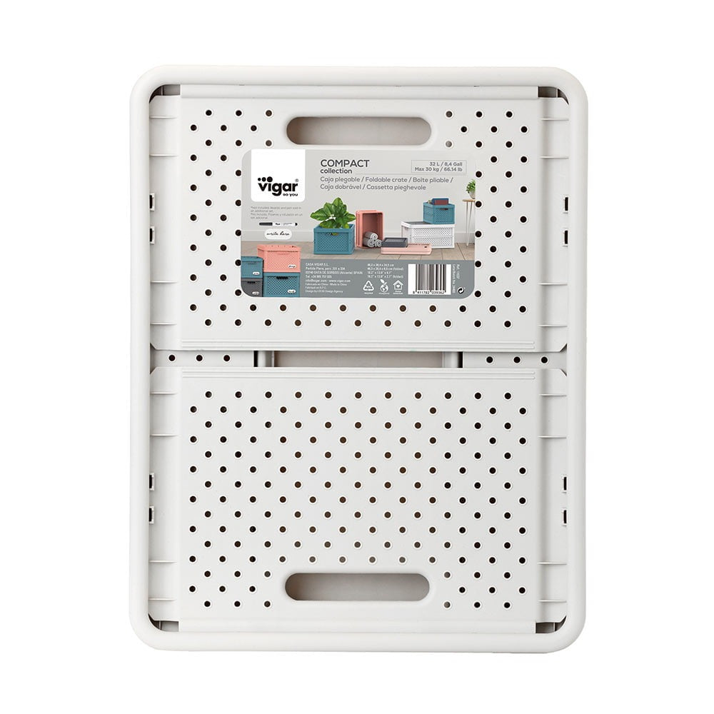 Compact Folding Crate - Sand White