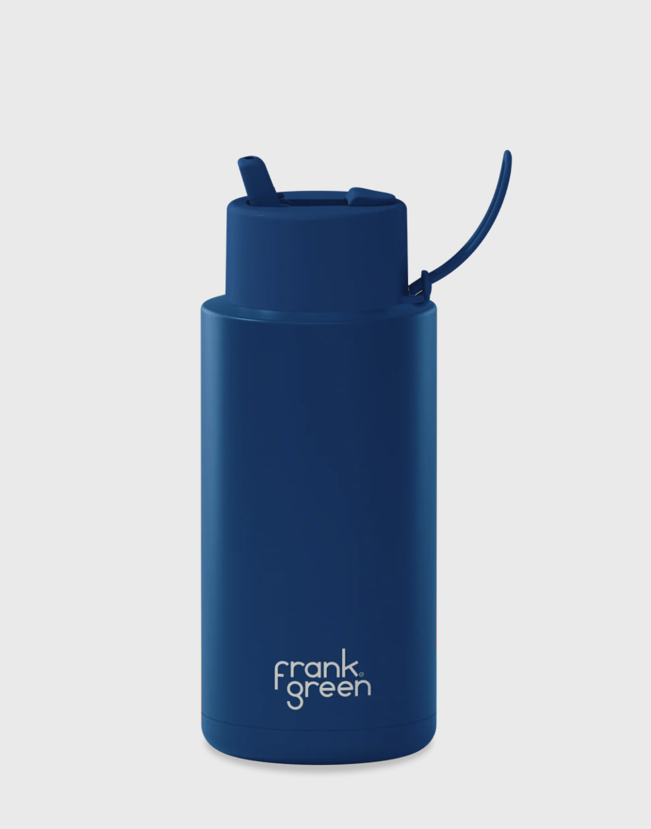 34oz Ceramic Reusable Bottle with Flip Straw Lid - Deep Ocean