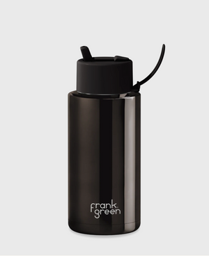 Frank Green 34oz Ceramic Reusable Bottle with Flip Straw Lid - Shadow Chrome Black