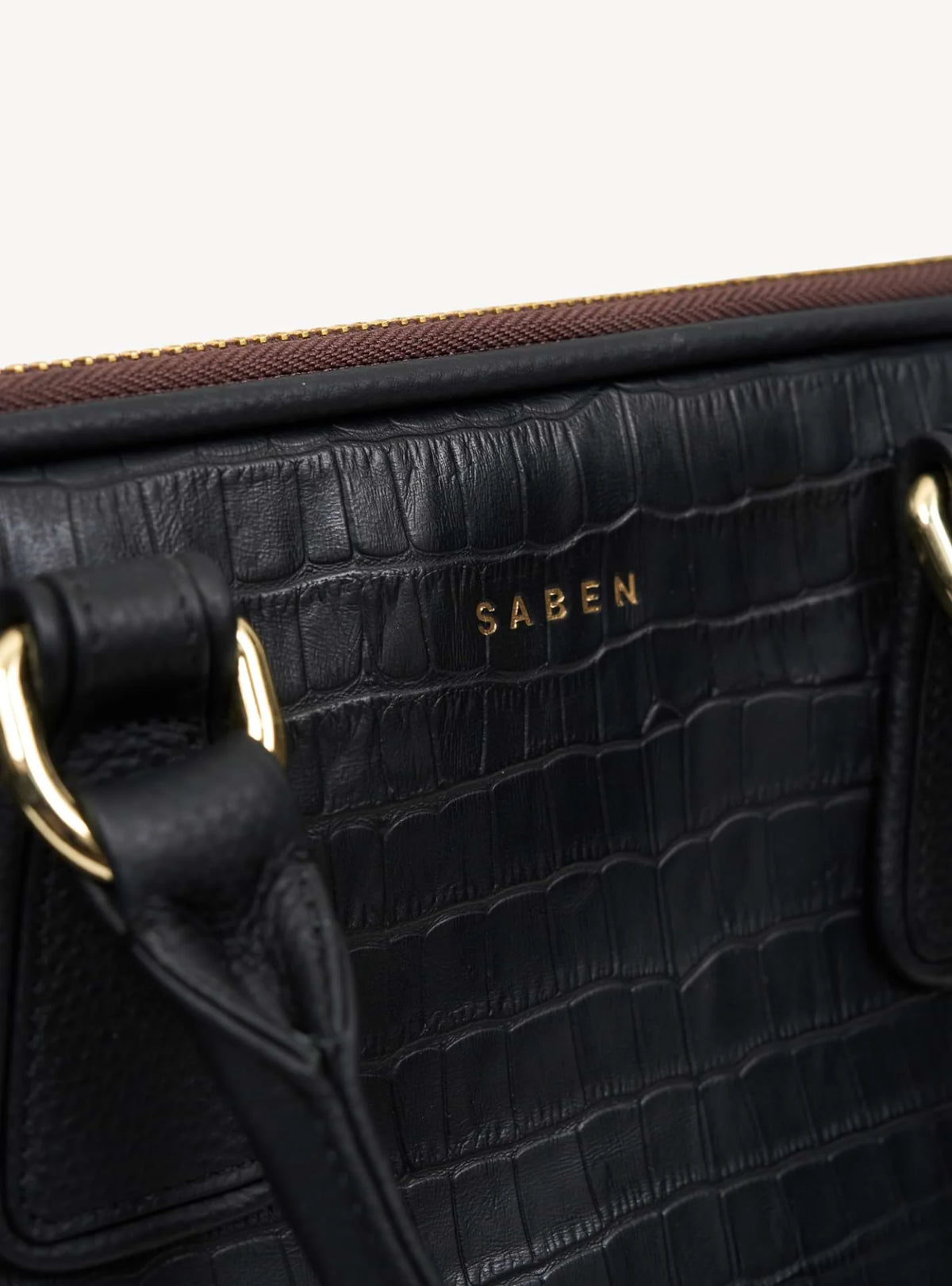 SABEN Parker Briefcase - Black Croc Bag