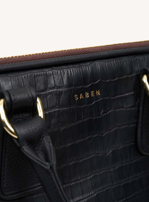 SABEN Parker Briefcase - Black Croc Bag