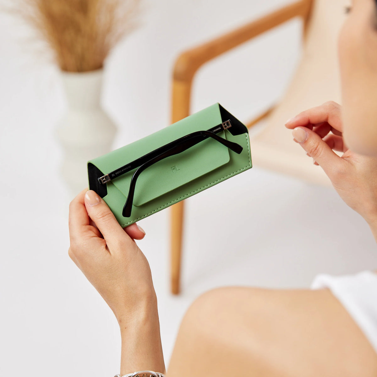 Fox and Leo glasses case - Sage Green