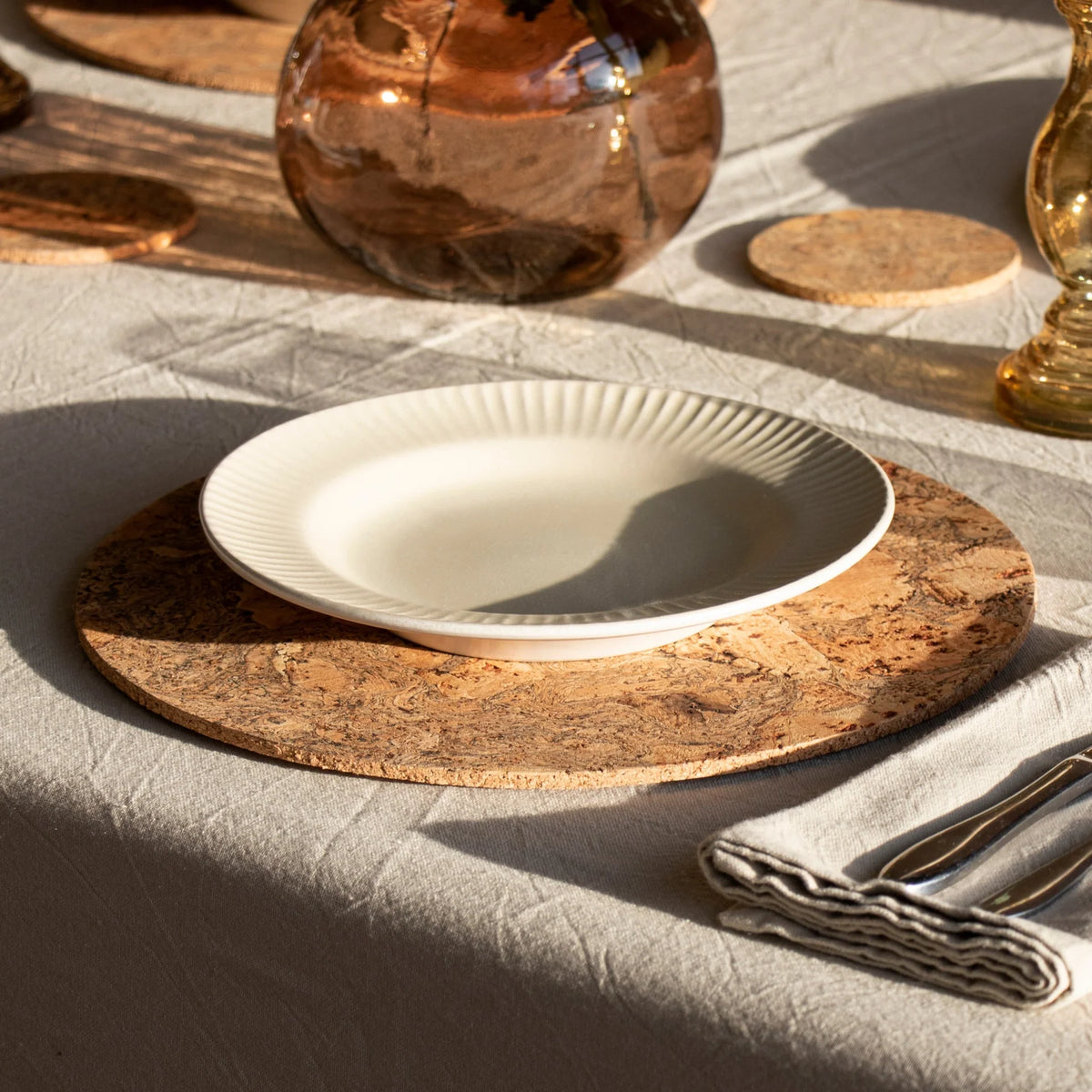 LIGA Natural Cork Round Placemats Set of 4