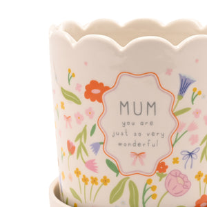 Nibble Distributors Love Life planter with tray - Mum