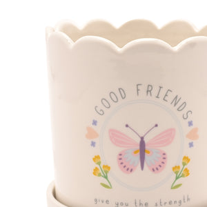 Love Life planter with tray - Friends