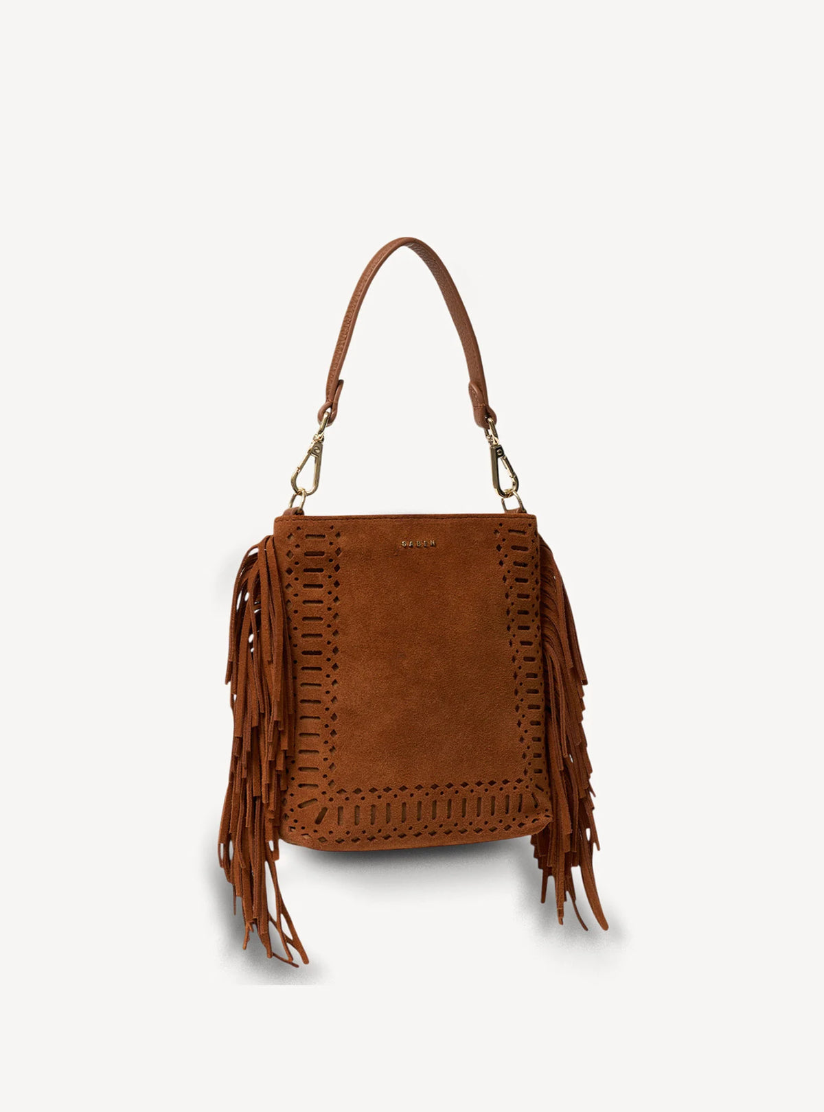 SABEN Coco Mini Bag - Tan Suede Fringe Brown suede handbag