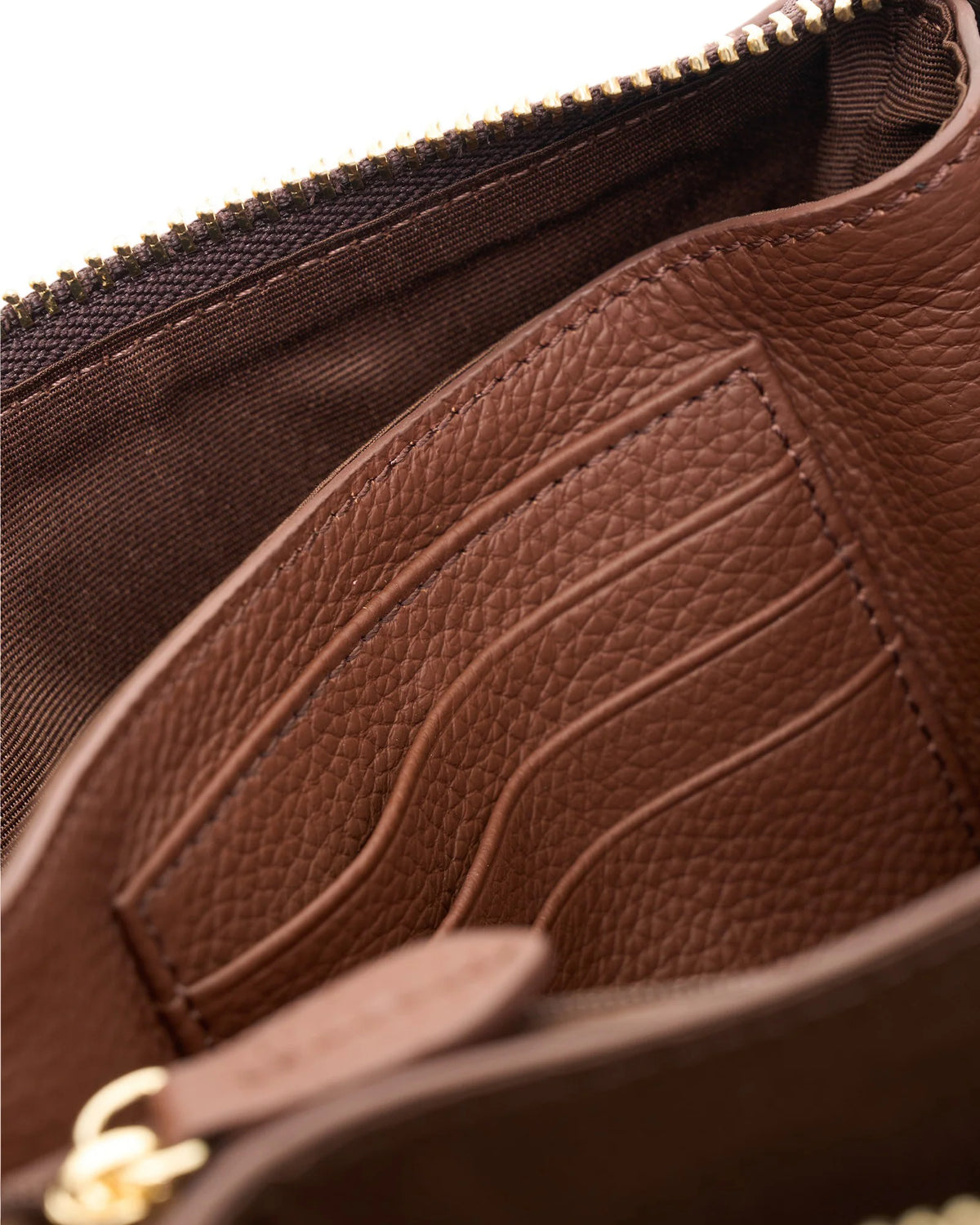 SABEN Tilly's Big Sis Crossbody - Umber Brown leather clutch bag