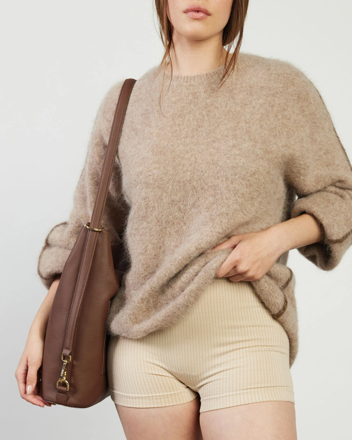 Saben June Shoulder Bag - Umber Pebble Brown leather handbag