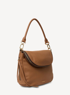 SABEN Frankie Shoulder Bag - Toffee Brown handbag with gold accents