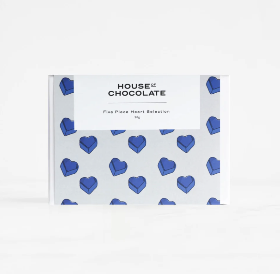 House of Chocolate 5 Piece Blue Heart Bonbon Selection
