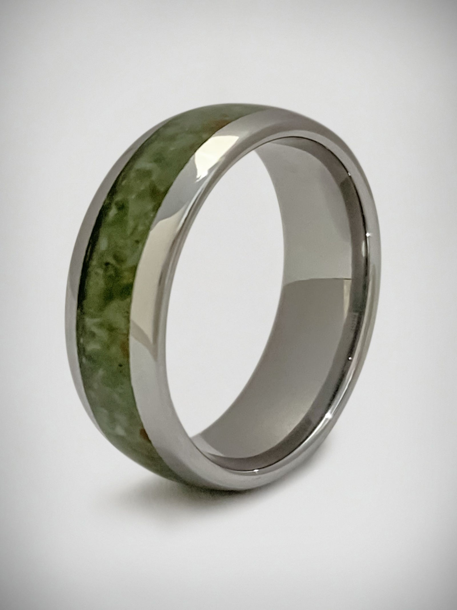 Tungsten Carbide and Pounamu Ring 8mm