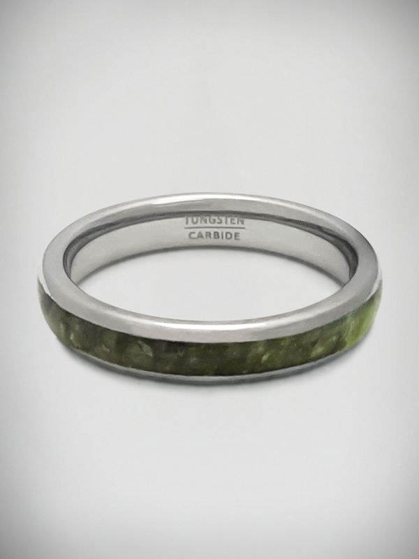 Tungsten Carbide and Pounamu Ring 4mm