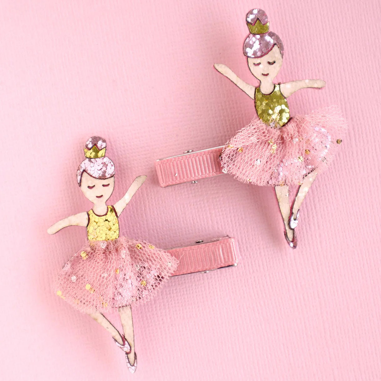 Ava Ballet Hair Clips Two ballerina-themed hair clips in a box with 'lauren hinkley' branding