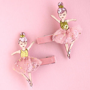 Ava Ballet Hair Clips Two ballerina-themed hair clips in a box with 'lauren hinkley' branding