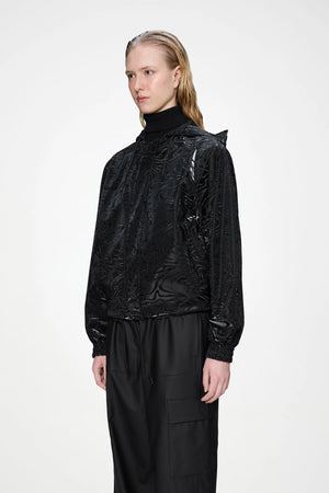 RAINS String W Jacket AMP Black hooded jacket