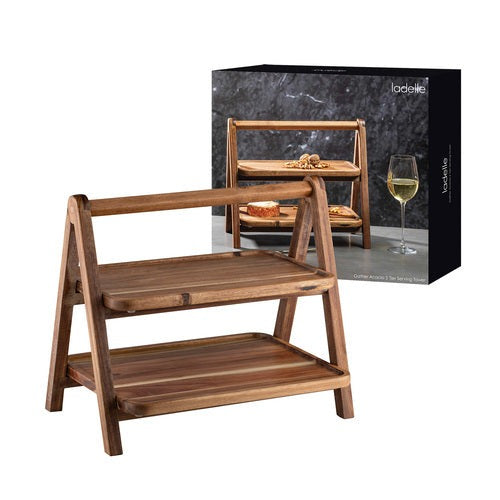 Ladelle Oblong Acacia 2 Tier Serving Tower